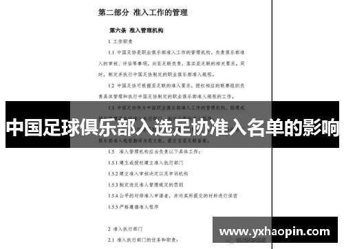 中国足球俱乐部入选足协准入名单的影响