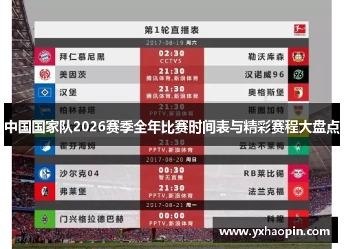中国国家队2026赛季全年比赛时间表与精彩赛程大盘点